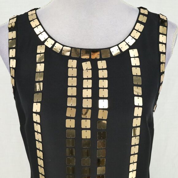 Tory Burch Dress Womens 6 Black Silk Gold Sequins Lined Formal Wedding lbd - Picture 13 of 14